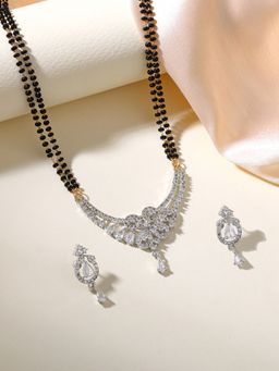 Estele - Modern Gehena Exquisite Rhodium Mangalsutra Set