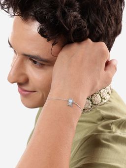 Carlton London - Enamel and Silver Plated Teddy Bear Charm Rakhi