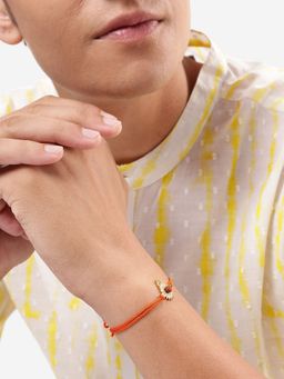 Carlton London - 18Kt Gold Plated and Sun-Trishul-Rudraksha Rakhi