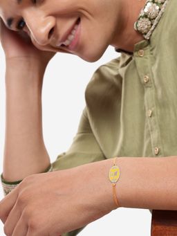 Carlton London - Rhodium Plated Enamel Jai Shree Ram Rakhi