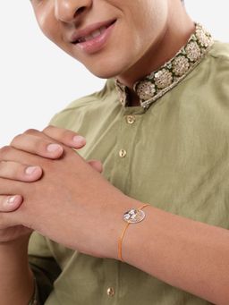 Carlton London - Rhodium Plated Enamel Engrave Jai Shree Ram Rakhi