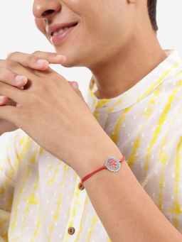 Carlton London - Rhodium Plated Enamel Jai Shree Ram Rakhi