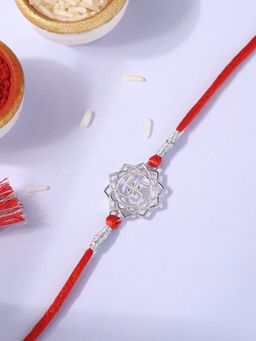Ornate Jewels - Floral Swastik Thread Rakhi For Brother with Roli Chawal