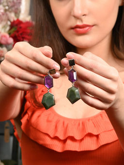 Odette - Purple-Green Dangle Earrings