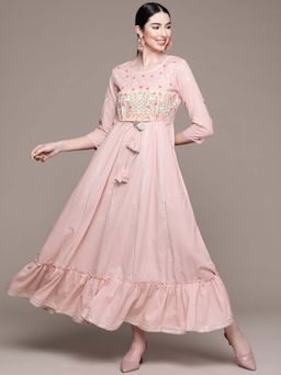 Anubhutee - Women Mauve Yoke Embroidered Ethnic Dress