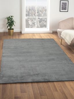 OBSESSIONS - Grey Polyester Machine Made Solid Carpet