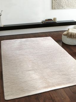 OBSESSIONS - Cream Polyester Machine Made Solid Carpet