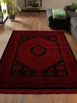 OBSESSIONS - Red and Black Polypropylene Machine Made Classical Carpet