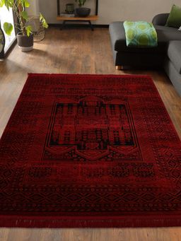 OBSESSIONS - Red Polypropylene Machine Made Classical Carpet