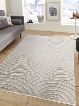 OBSESSIONS - Beige Polyester Machine Made Abstract Carpet