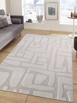 OBSESSIONS - Cream Polyester Machine Made Solid Carpet