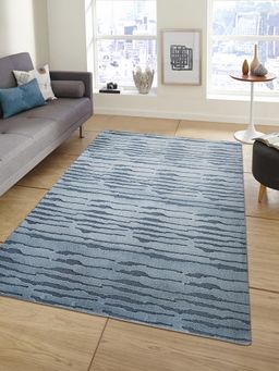 OBSESSIONS - Blue Polyester Machine Made Solid Carpet