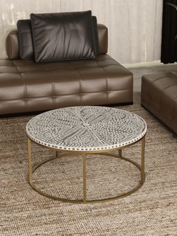 CasaGold - Cleo Vegan Bone Inlay Coffee Table With Stand - Black