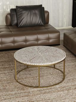 CasaGold - Cleo Vegan Bone Inlay Coffee Table With Stand - Brown