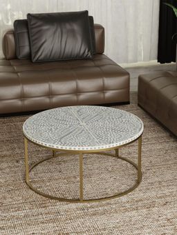 CasaGold - Cleo Vegan Bone Inlay Coffee Table With Stand - Grey