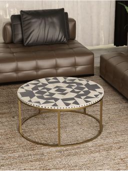 CasaGold - Kingsley Vegan Bone Inlay Coffee Table With Stand - Black