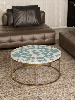 CasaGold - Kingsley Vegan Bone Inlay Coffee Table With Stand - Blue