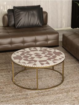 CasaGold - Kingsley Vegan Bone Inlay Coffee Table With Stand - Brown