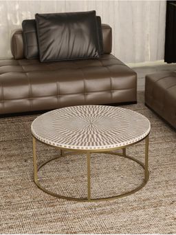 CasaGold - Sunstrike Vegan Bone Inlay Coffee Table With Stand - Brown