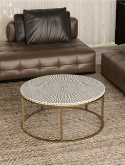 CasaGold - Sunstrike Vegan Bone Inlay Coffee Table With Stand - Grey