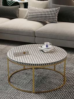 CasaGold - Targua Vegan Bone Inlay Coffee Table With Stand