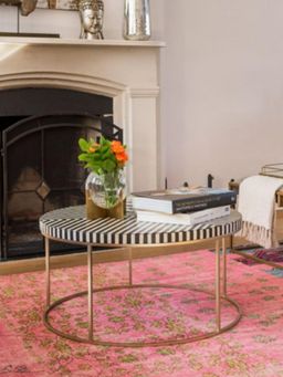 CasaGold - Waterfall Vegan Bone Inlay Coffee Table With Stand