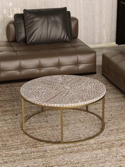 CasaGold - Cleo Vegan Shell Inlay Coffee Table With Stand - Brown