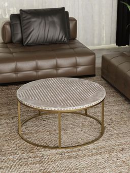 CasaGold - Harmony Vegan Shell Inlay Coffee Table With Stand - Brown