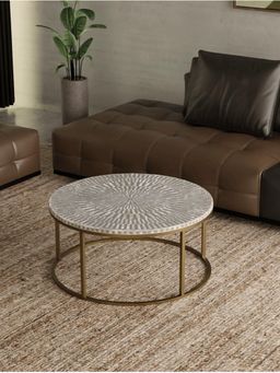 CasaGold - Sunstrike Vegan Shell Inlay Coffee Table With Stand - Grey