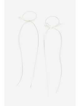 H&M - Women White 2-Pack Bow-Detail Hair Elastics