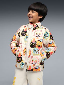 Puma - White Printed Moody Cat Aop Kids Padded Jacket