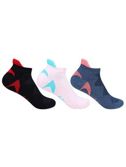 Bonjour - Hush Puppies Womens Multicolored Cushioned Ankle Socks - Pack of 3