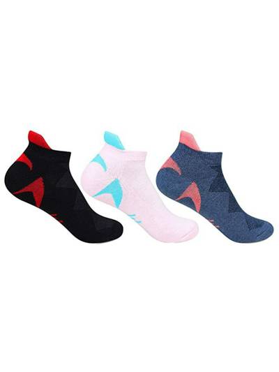 Hush Puppies Womens Multicolored Cushioned Ankle Socks - Pack of 3