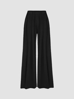 Cider - Solid Elastic Waist Wide Leg Pants