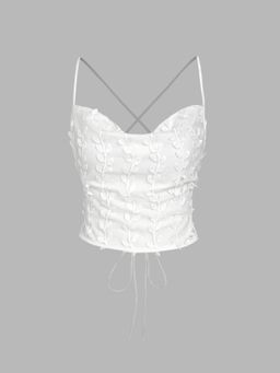 Cider - Floral Criss Cross Backless Crop Top