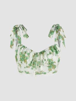 Cider - Floral Bowknot Cami Crop Top