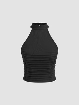 Cider - Ruched Cut Out Crop Top