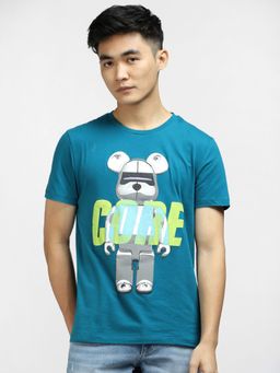 Jack & Jones - Blue Graphic Print Crew Neck T-shirt