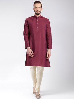 KISAH - Men Maroon Kurta and Churidar (Set of 2)