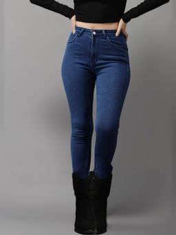 SHOWOFFFF - Womens Clean Look Blue Skinny Fit Jeans