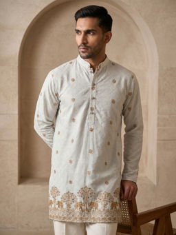 Jompers - Premium White Printed and Thread Work Kurta
