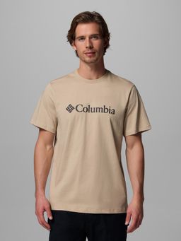 Columbia - Men Beige CSC Basic Logo Half Sleeves T-shirt
