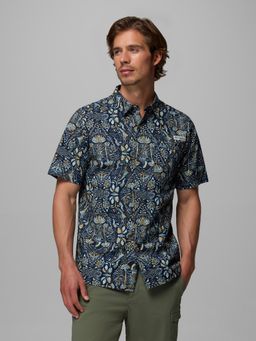 Columbia - Men Navy Blue Wild Cast Camp Half Sleeves Shirt