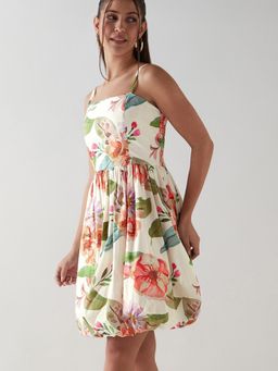 Bewakoof - Women's White All Over Printed Dress