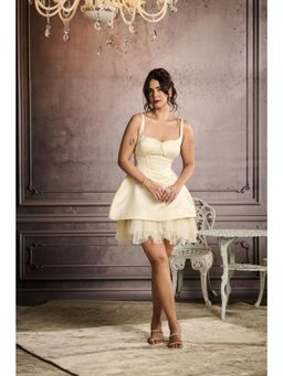 Lea Clothing - Meredith Off-White Hand Embroidered Mini Corset Dress