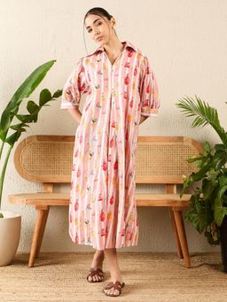 Uptownie - Front Pleated Floral Midi Dress