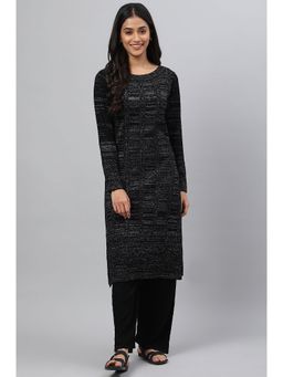 Aurelia - Black Lurex Knitted Winter Kurta