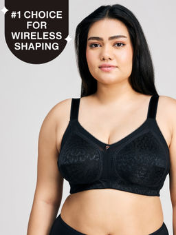 Nykd by Nykaa - Ultimate No Bulge, Shape & Support Non Padded Non Wired Lace Bra NYB033 Black