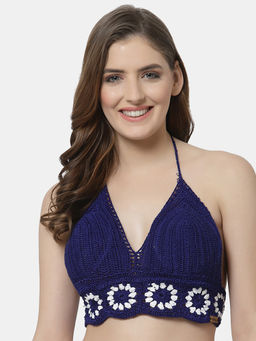 Velvery - Handmade Crochet Granny Square Tank Top Bra-blue