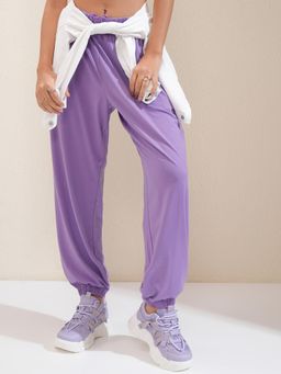 TOKYO TALKIES - Women Lavender Solid Elasticated Waist Knitted Jogger
